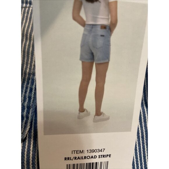 Calvin Klein Jeans Womens Shorts Sz 16 Roll Cuff Denim Stripe Blue High‎ Rise - Picture 3 of 7